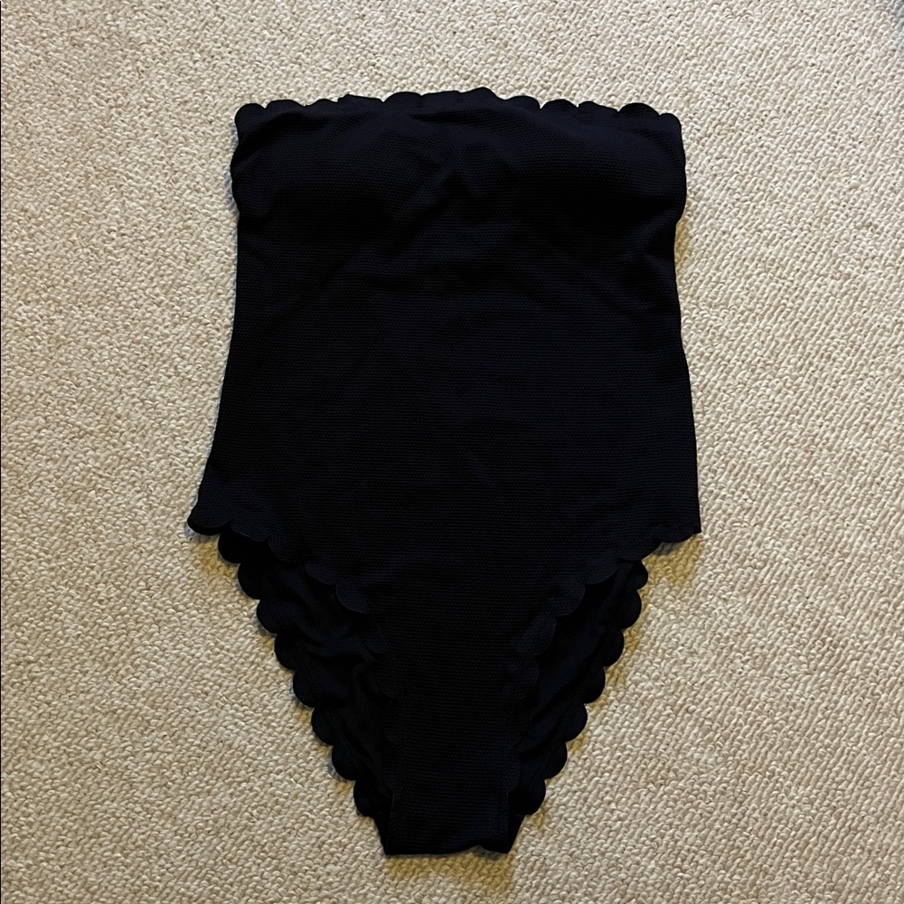 Black Mango Strapless Scalloped One Piece Bathing Suit Size XS